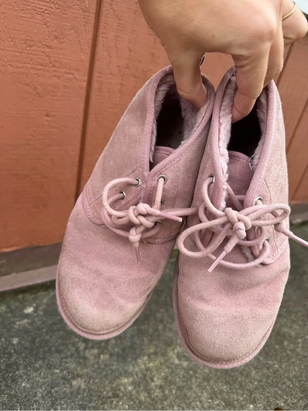 UGG Kids Blush Pink Suede Ankle Boots